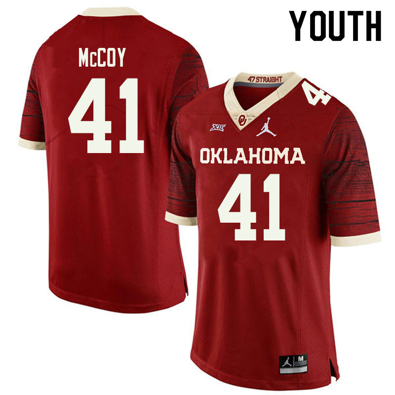 Jordan Brand Youth #41 Jake McCoy Oklahoma Sooners College Football Jerseys Sale-Retro